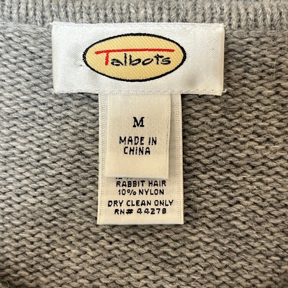 Talbots Embroidered Floral Cotton Angora‎ Blend Cardigan Sweater Medium Artsy - Picture 2 of 10